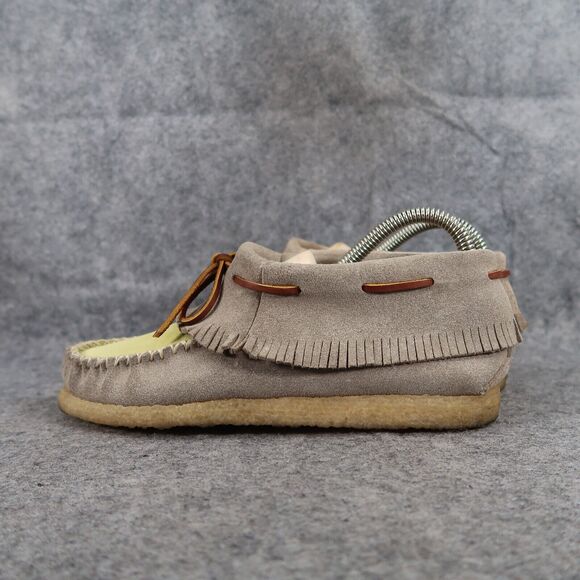 Eastland Shoes Womens 6.5 Moccasin Booties Casco 1955 Leather Fringe Bow Slip On - Picture 4 of 14